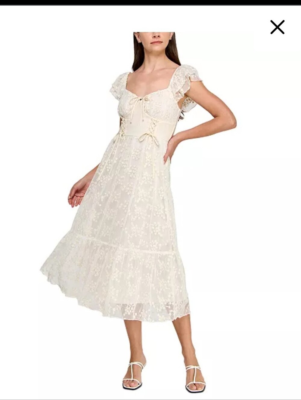 ROWA NWT Ivory Floral Embroidered Lace Corset Maxi Dress Size L Cottagecore